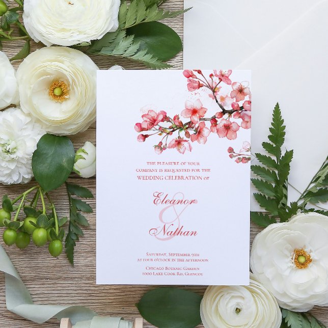 Cherry Blossom Serenity Spring Wedding  Invitation (Creator Uploaded)