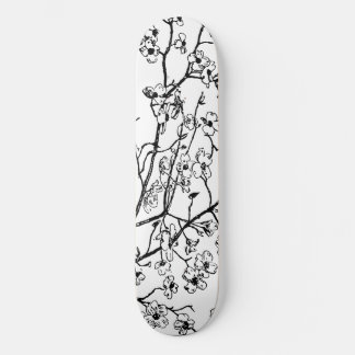 Cherry Blossom Skateboard Black And White