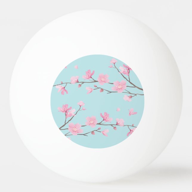 Cherry Blossom - Sky Blue Ping-Pong Ball (Front)