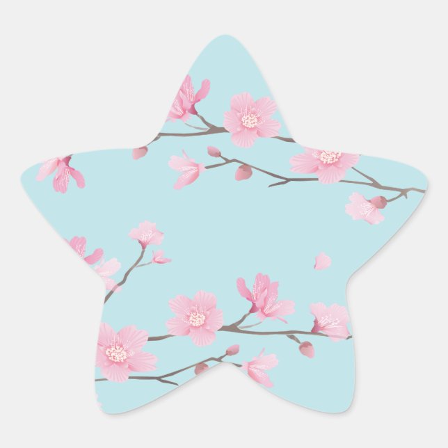 Cherry Blossom - Sky Blue Star Sticker (Front)