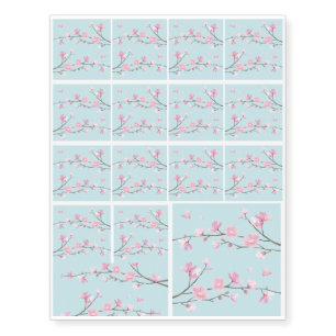 Cherry Blossom - Sky Blue Temporary Tattoos