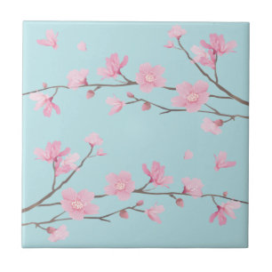Cherry Blossom - Sky Blue Tile