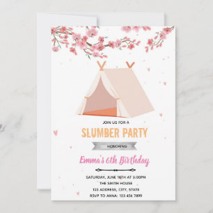 Cherry blossom sleepover birthday invitation