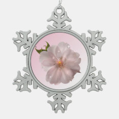 Cherry Blossom Snowflake Pewter Christmas Ornament at Zazzle