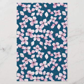 Cherry Blossom Soap Wrap Paper- Blue Background
