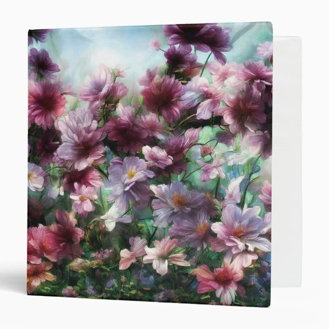 Cherry Blossom Splash Flowers 3 Ring Binder (Front/Inside)