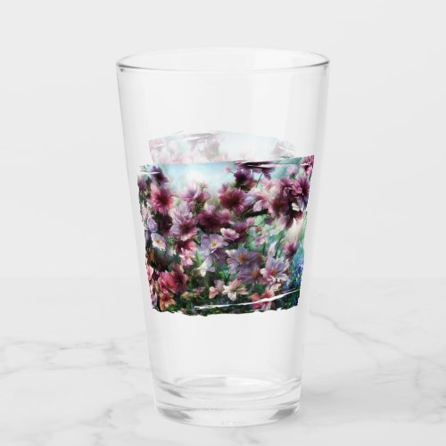 Cherry Blossom Splash Flowers Glass