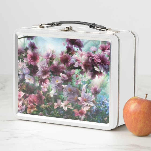 Cherry Blossom Splash Flowers Metal Lunch Box (In Situ)