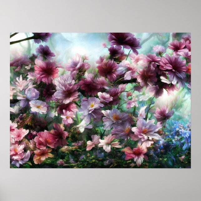 Cherry Blossom Splash Flowers Poster (Front)