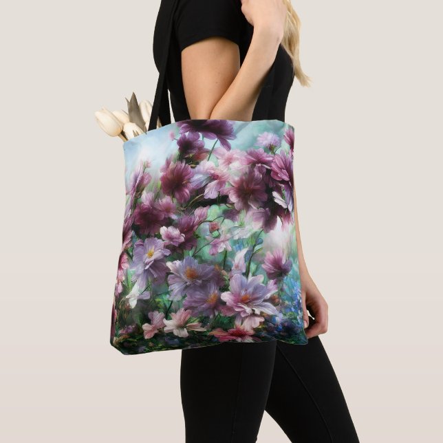 Cherry Blossom Splash Flowers Tote Bag (Close Up)