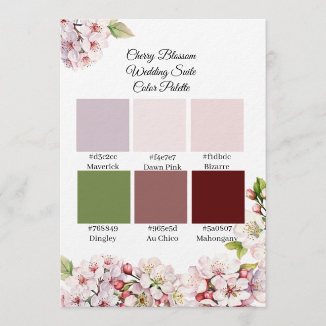 Cherry Blossom Spring Color Palette  Invitation (Front)