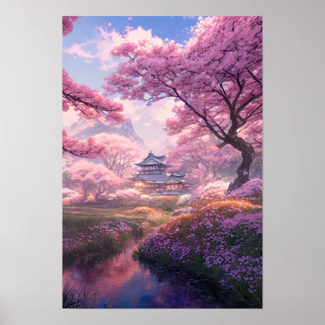 Cherry Blossom Spring Evening Poster | Zazzle
