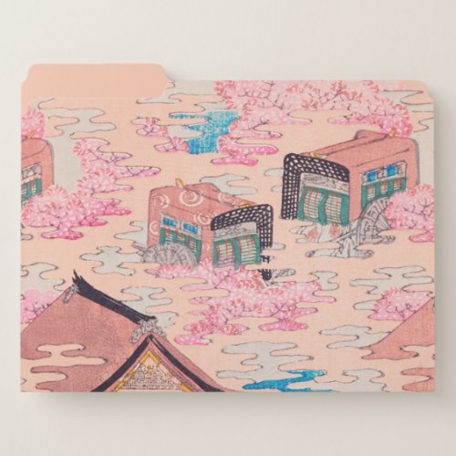 Cherry Blossom Spring Landscape Vintage Japanese File Folder