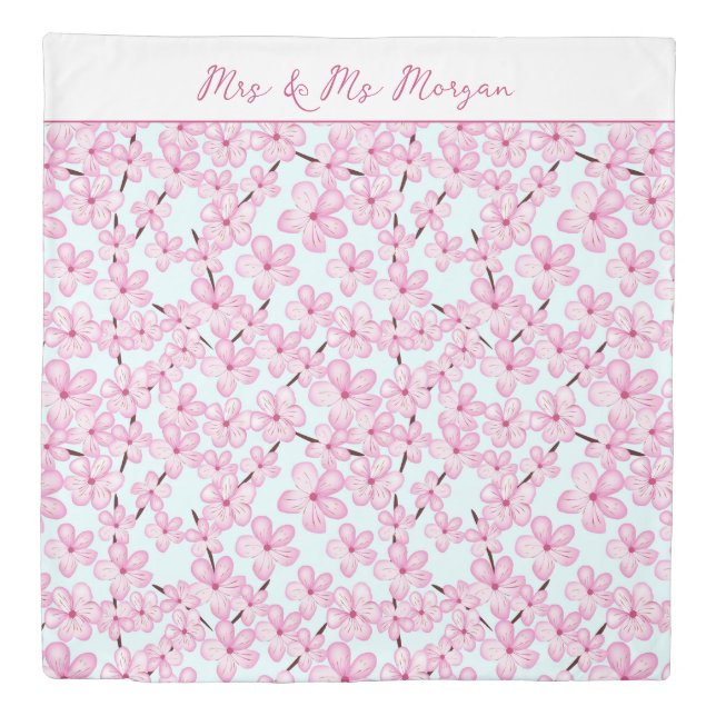 Cherry blossom, spring pink sakura duvet cover (Front)