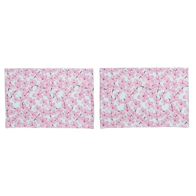 Cherry blossom, spring pink sakura pillow case (Front-Set)