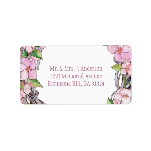 Cherry Blossom Spring Pink Watercolor Label