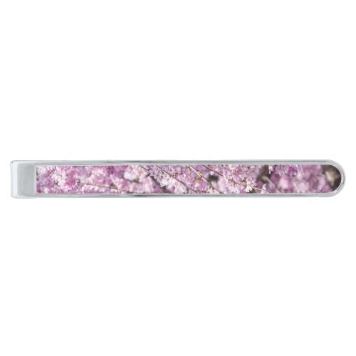 Cherry Blossom Spring Silver Finish Tie Bar