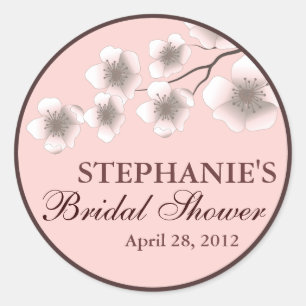 Cherry Blossom Springtime Bridal Shower Label Pink