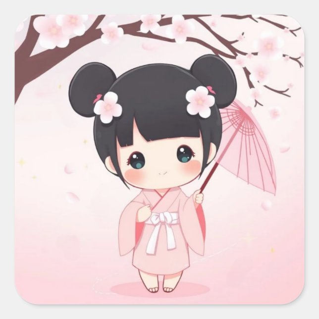 Cherry Blossom Square Sticker (Front)
