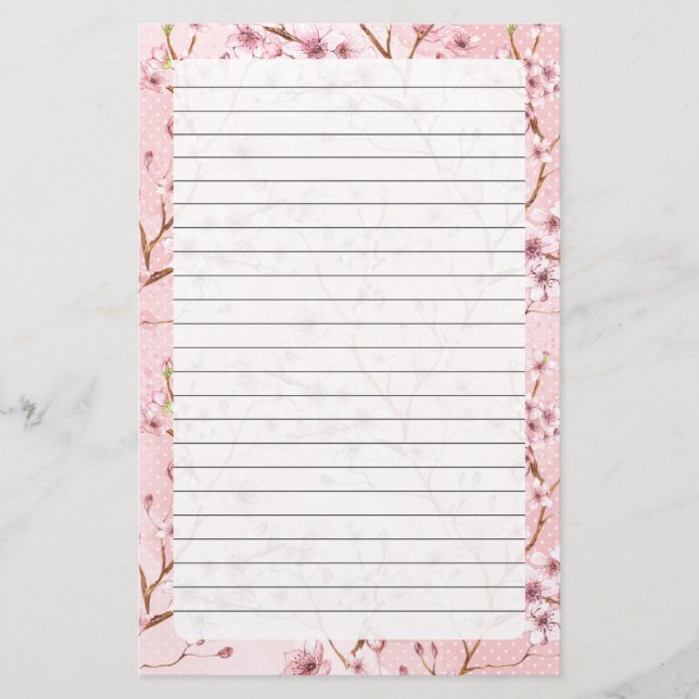 Cherry Blossom, Stationery Size: 5.5" x 8.5" (Front)