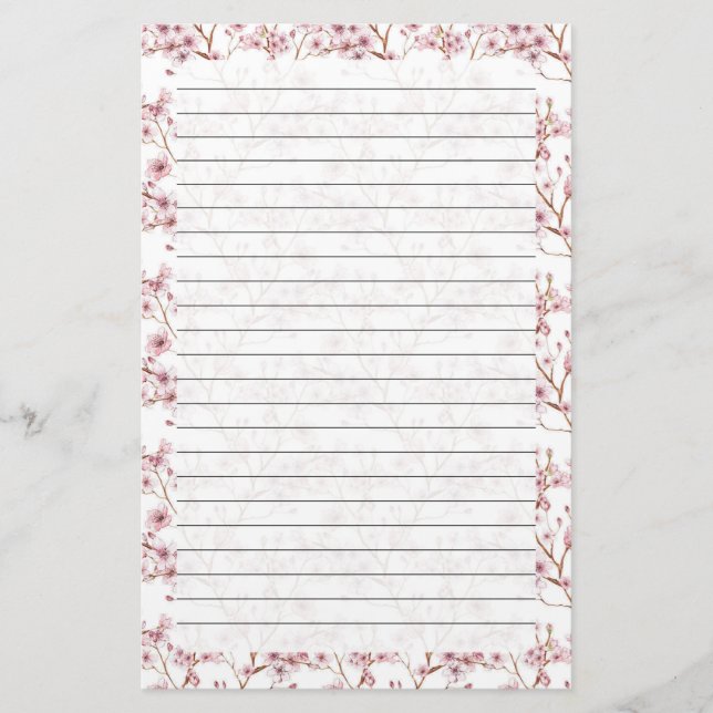 Cherry Blossom, Stationery Size: 5.5" x 8.5" (Front)