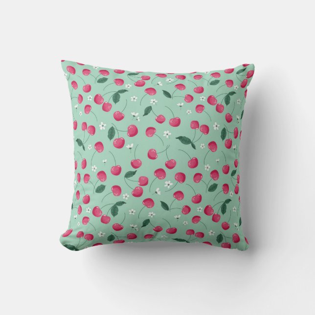 Cherry Blossom: Summer Festive Design Throw Pillow (Front)
