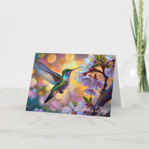 Cherry Blossom Sunrise Mother's Day Hummingbird Card