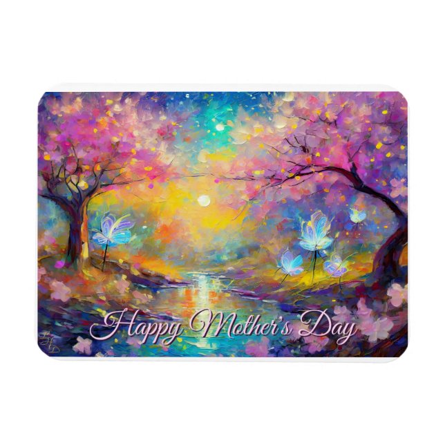 Cherry Blossom Sunrise Mother's Day Stream Magnet (Horizontal)