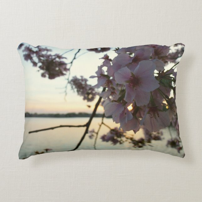 Cherry Blossom Sunset in Washington DC Accent Pillow (Front)