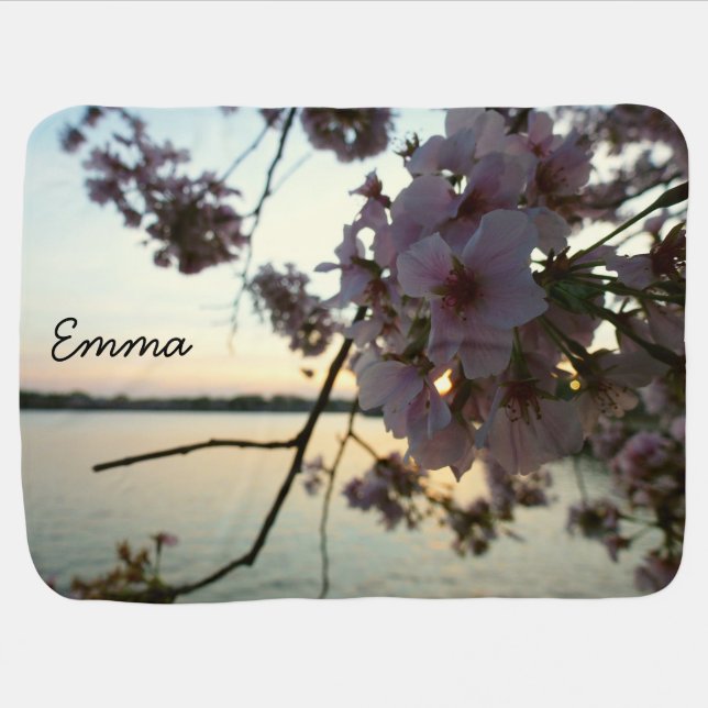 Cherry Blossom Sunset in Washington DC Baby Blanket (Horizontal)