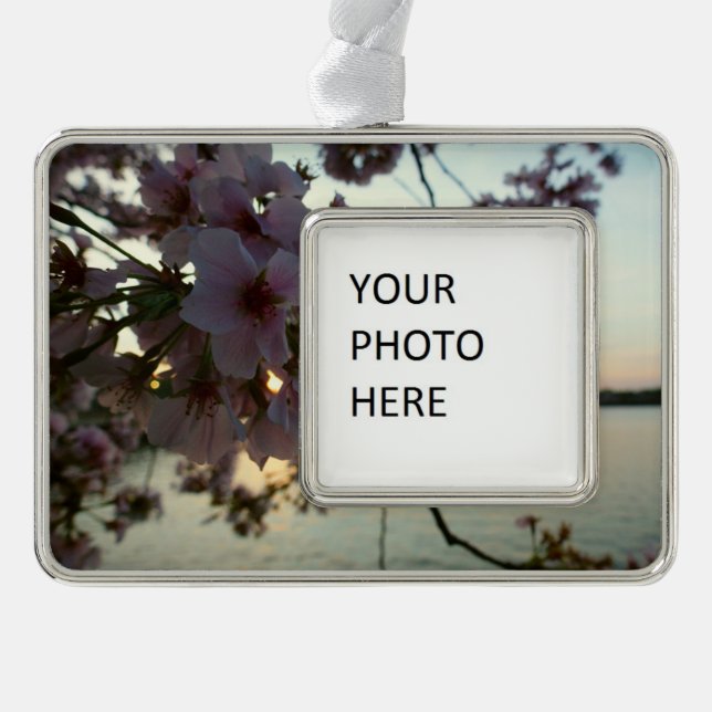 Cherry Blossom Sunset in Washington DC Christmas Ornament (Front)