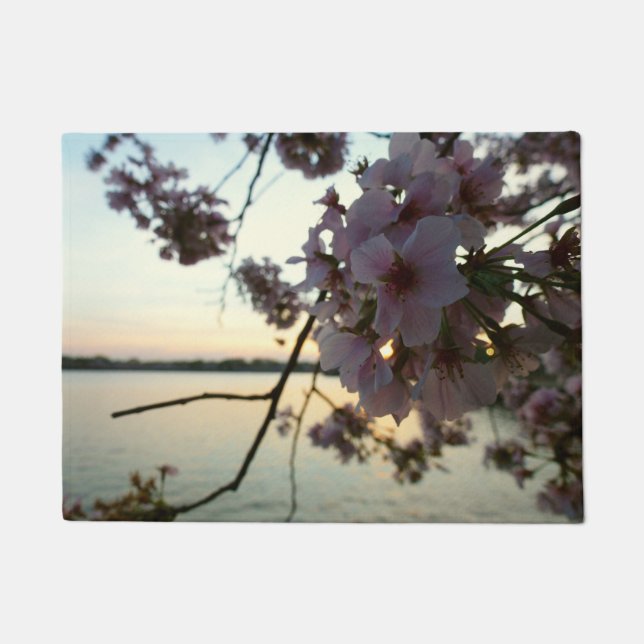 Cherry Blossom Sunset in Washington DC Doormat (Front)