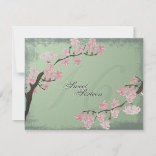 Cherry Blossom Sweet 16 Birthday Party Invitation