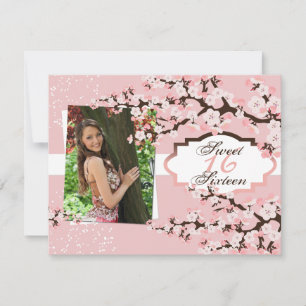 Cherry Blossom Sweet 16 Birthday Party Invitation
