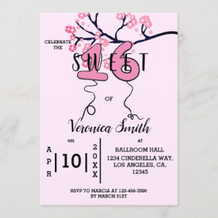 Cherry Blossom Sweet 16 Invitation