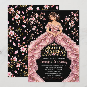 Cherry Blossom Sweet Sixteen Birthday Invitation