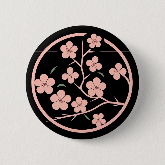 Cherry blossom symbol, minimalism, pink, Japanese  Button (Front)