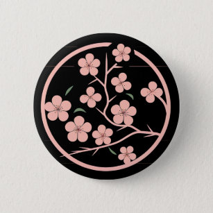 Cherry blossom symbol, minimalism, pink, Japanese  Button