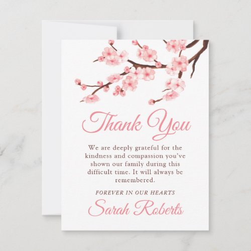 Cherry Blossom Sympathy Thank You Note Card