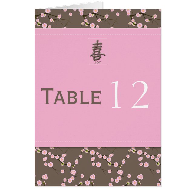 Cherry Blossom Table Number Card (Front)