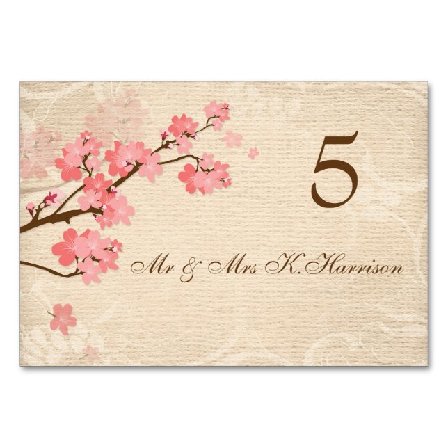 Cherry blossom Table Number card, Place card (Front)