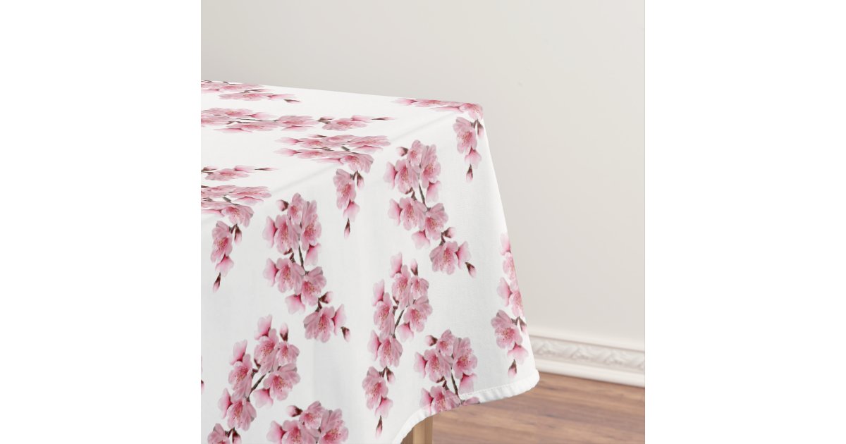Cherry blossom tablecloth | Zazzle