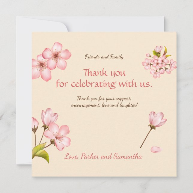 Cherry Blossom  Thank You Card (Front)