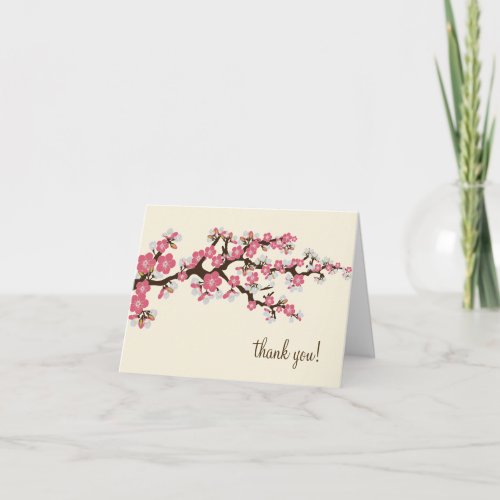 Cherry Blossom Thank You Card w Photo pink