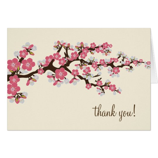 Cherry Blossom Thank You Card w/ Photo (pink) | Zazzle.com
