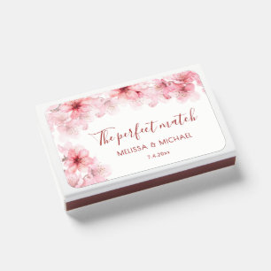 Cherry Blossom Thank You Wedding Favor Matchboxes