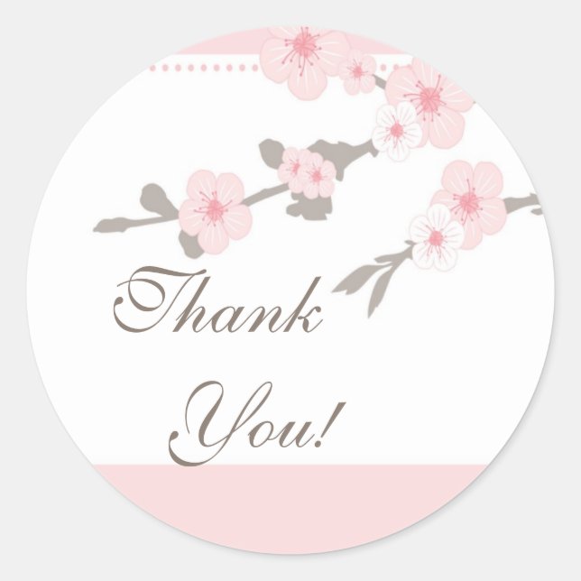 Cherry Blossom Thank You Wedding Sticker (Front)