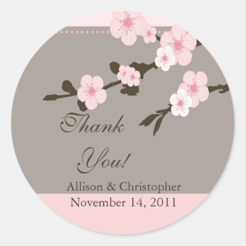 Cherry Blossom Thank You Wedding Sticker