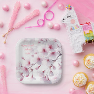 Cherry Blossom Themed Personalized Paper Plates