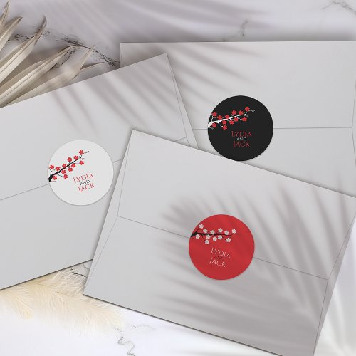 Cherry Blossom Themed Wedding Stickers